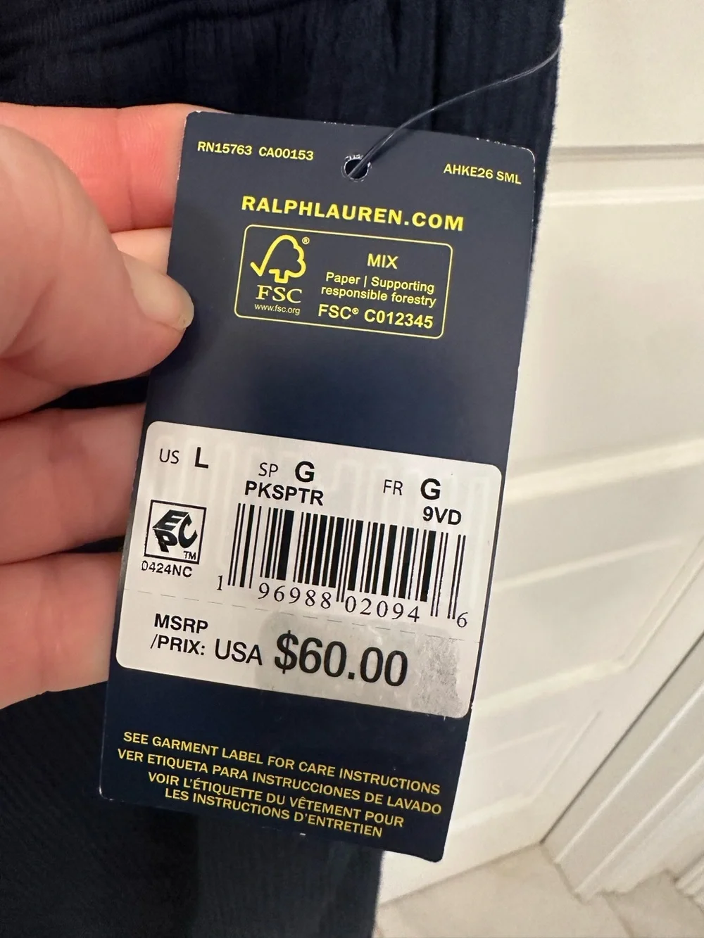 Polo Ralph Lauren PKSPTR Seersucker Pajama Pant Navy Blue Size Large Joggers NEW